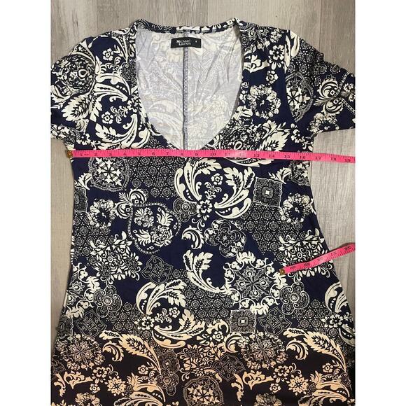 NWT Michael Lauren Kyle Paisley Navy and White long sleeved dress size Medium - Picture 6 of 9